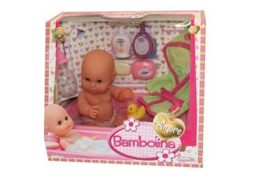 Pop met bad en badjas - Amore - 33 cm
