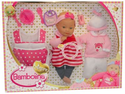 Pop met zacht lijfje, babygeluidjes en acc - Amore - 40 cm