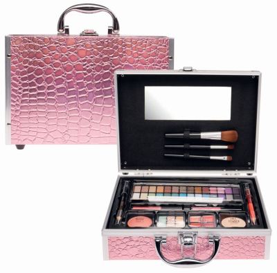 Make-up koffer roze alu luipaard print