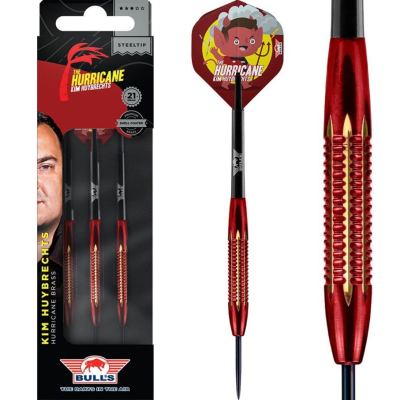 Bull's Kim Huybrechts Hurricane Coated Brass 21 gram.
Darts Weight 21gram - Darts Length +54mm - Darts Width 8-8.05mm
Grip : wave incision