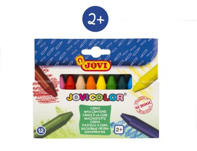 Ronde waskrijtjes gemengde kleuren - etui 12st