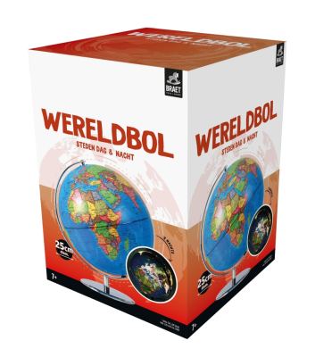 Wereldbol Steden dag en nacht diam 25cm