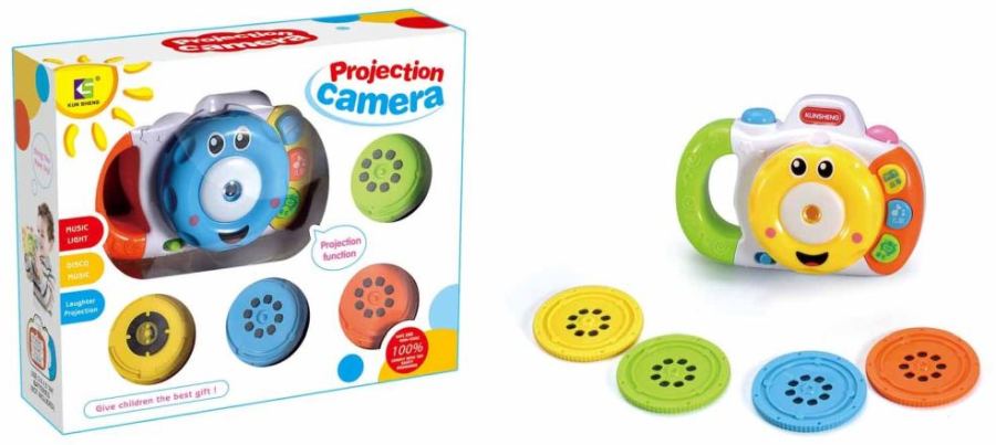 Camera met schijven, licht en geluid