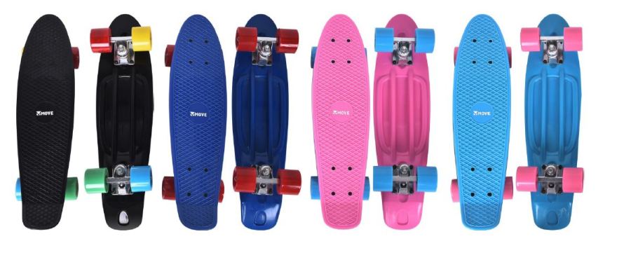 Skateboard Retro Bleu/noir/rose/bleu clair - 57 cm