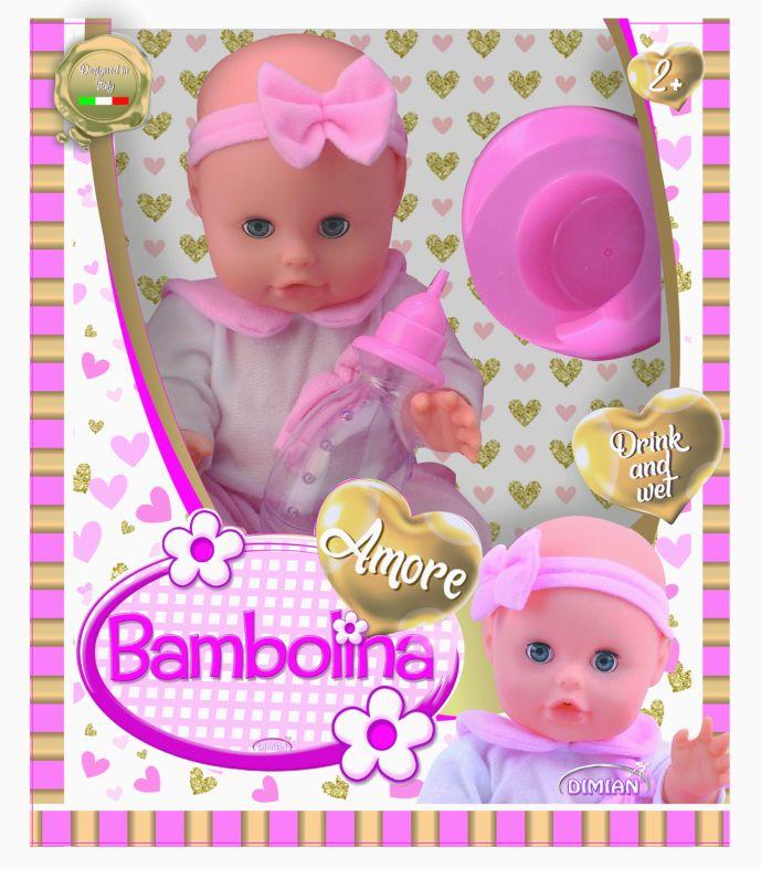 Pop met potje en drinkfles - Amore - 33 cm