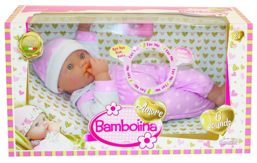 Pop met papfles en babygeluidjes - Amore - 36 cm