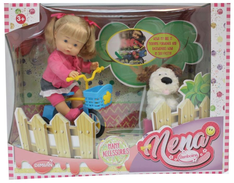 Pop Pipi Popo met hondje en fiets - Baby Nena - 36 cm