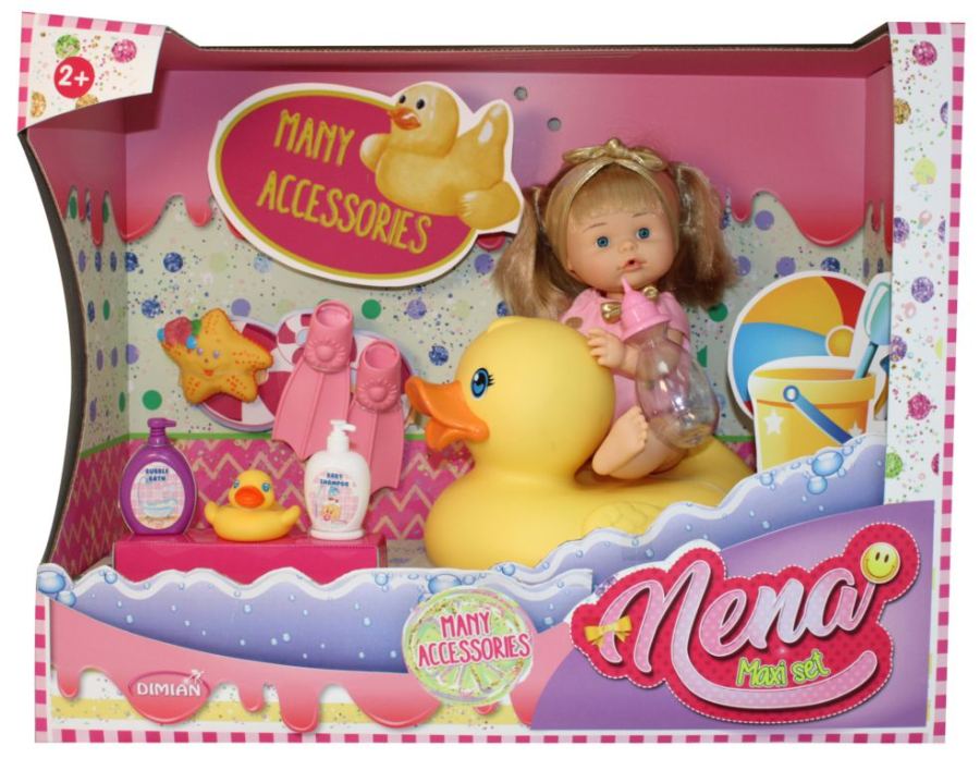 Pop met badeend en accessoires - Baby Nena