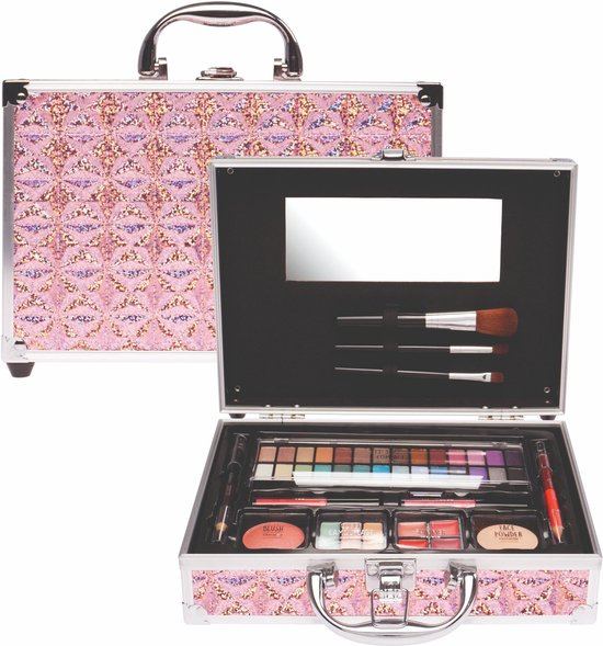 Casuelle make up koffer met geo roze holografische finish