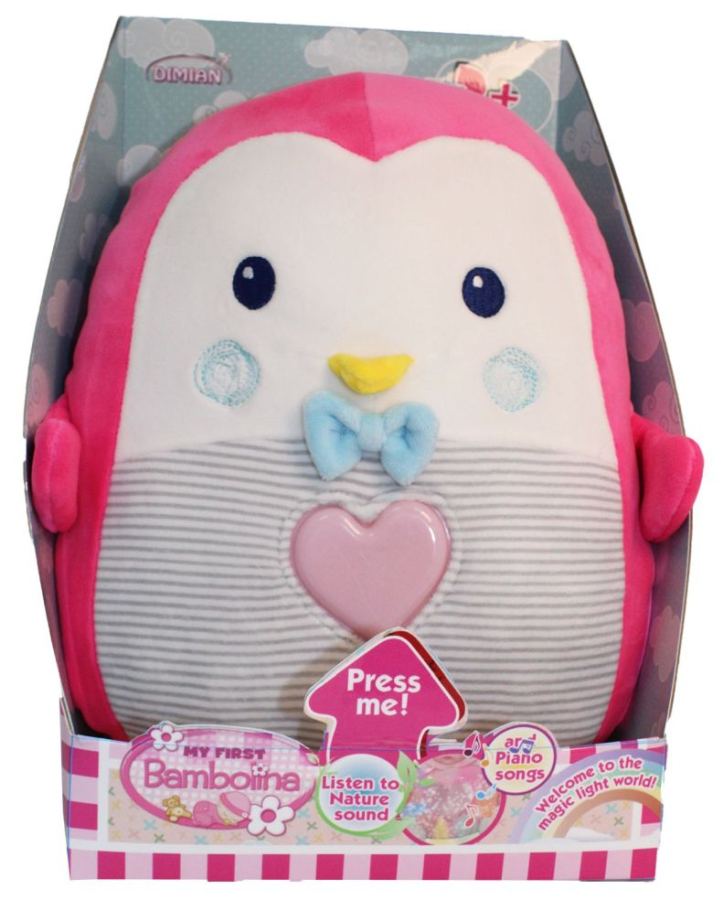 Pluche pinguin met licht en klassieke muziek