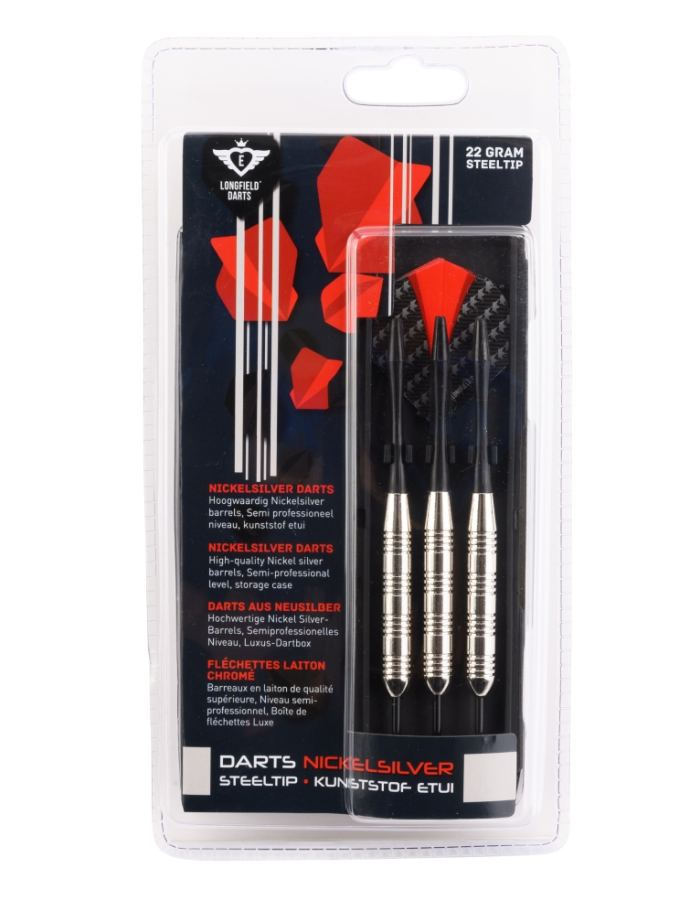 Longfield nickel silver darts op blister - 22 gram
