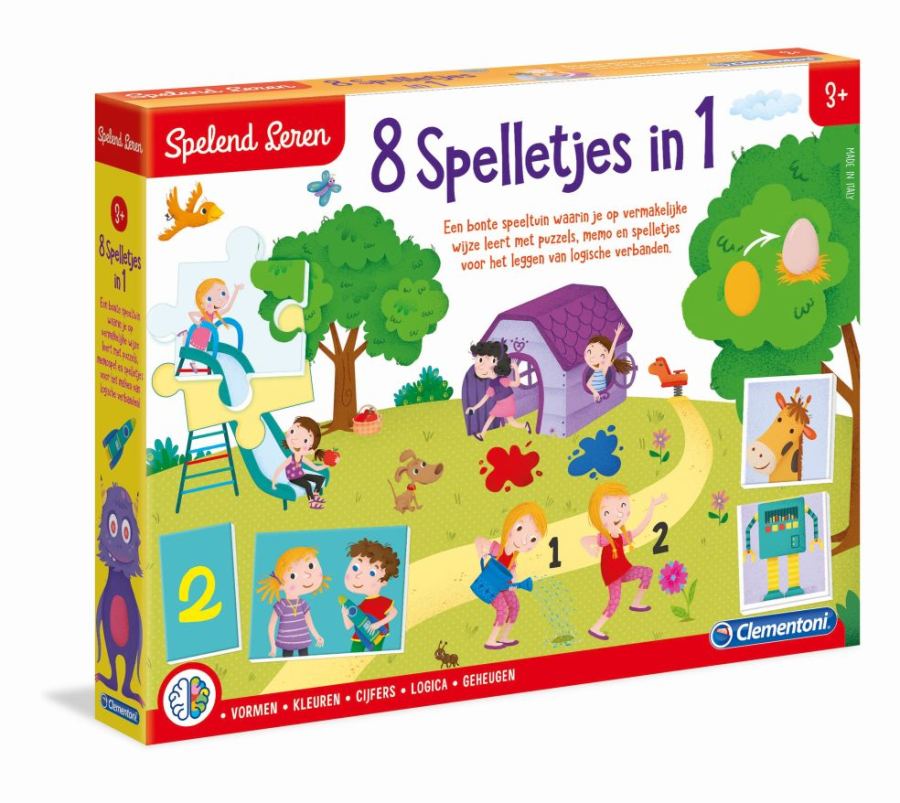Clementoni - 8 Spelletjes in 1 - Spelend leren - NL