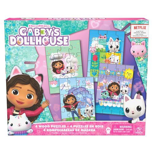 Gabby'S Poppenhuis – 4-Pack: Houten Puzzel (1X12 Stukjes, 1X16 Stukjes, 1X20 Stukjes, 1X24 Stukjes)