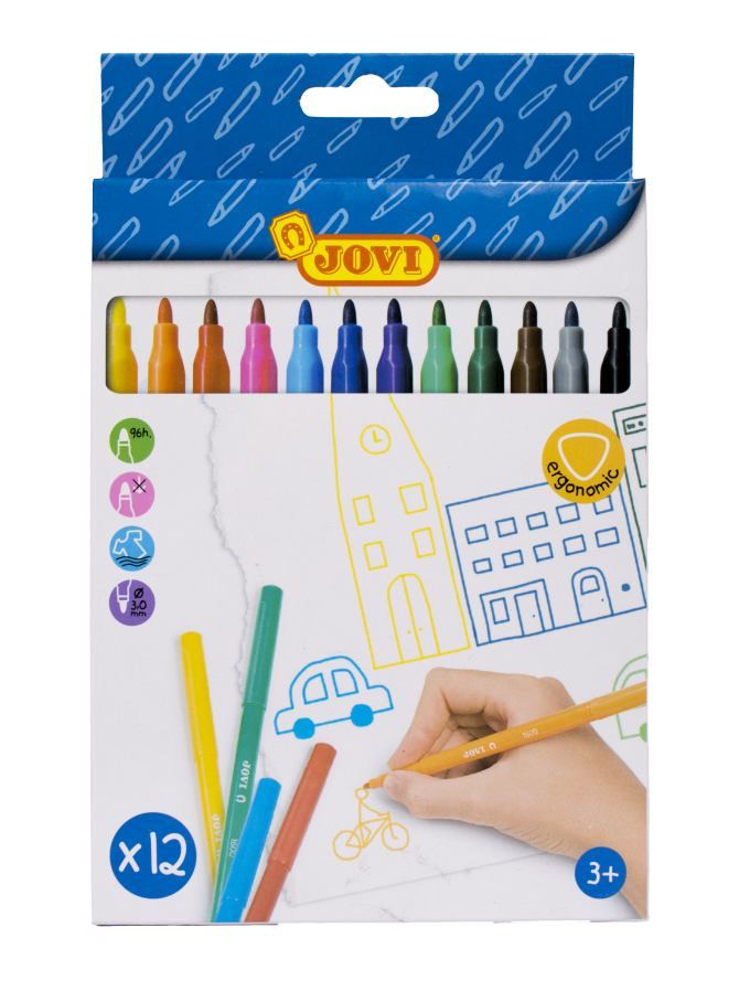 Stylos feutres lavables couleurs mélangées - trousse 12pcs