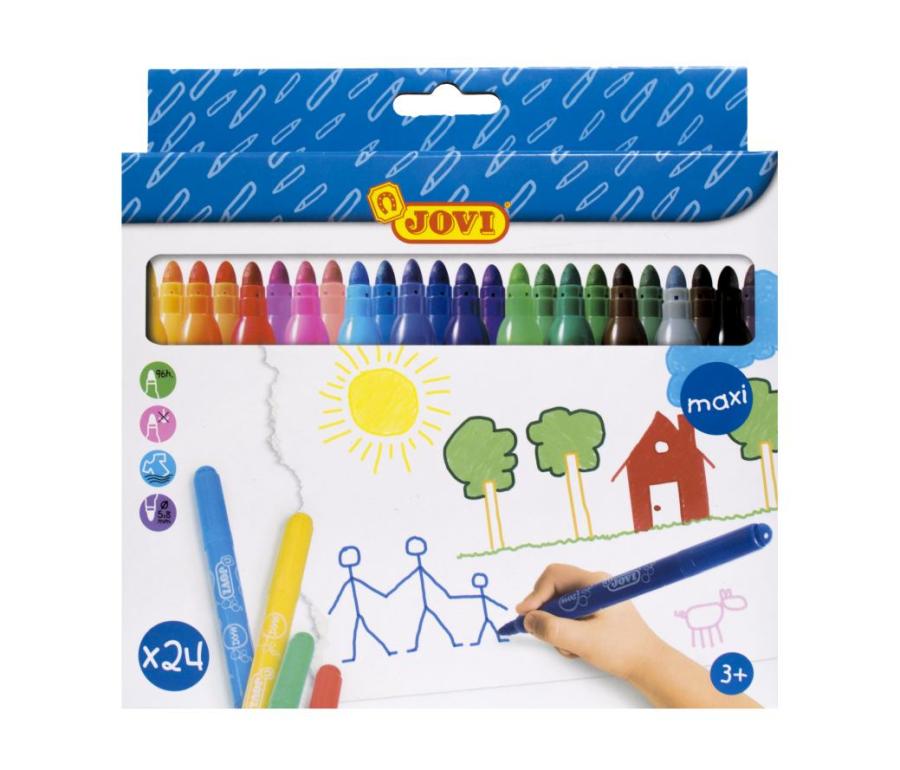 Maxi feutres lavables couleurs mélangées - trousse 24pcs