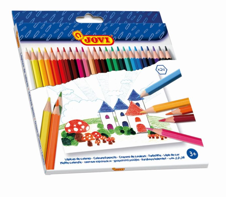 Houten kleurpotloden gemengde kleuren - etui 24st
