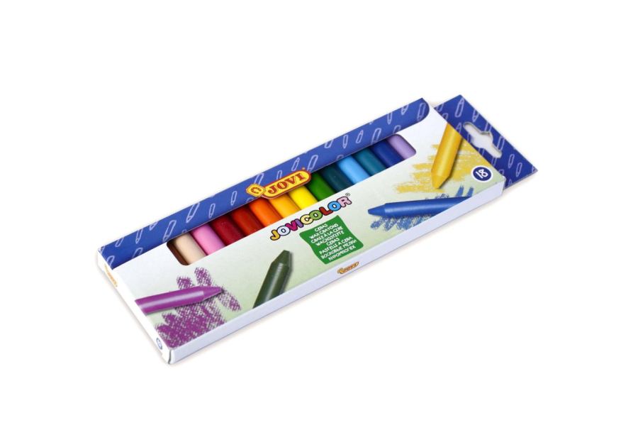 Ronde waskrijtjes gemengde kleuren - etui 18st