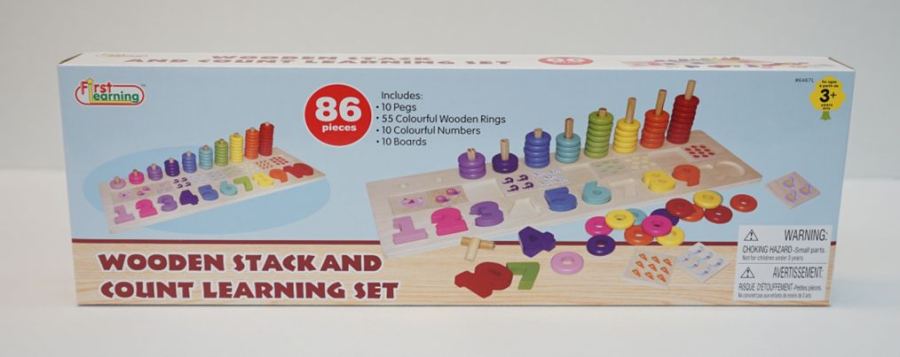 Wooden Stack And Count Learning Set (86 Pcs)