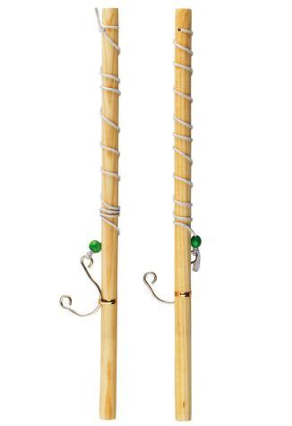 2 x WOODEN FISHING ROD 45 CM