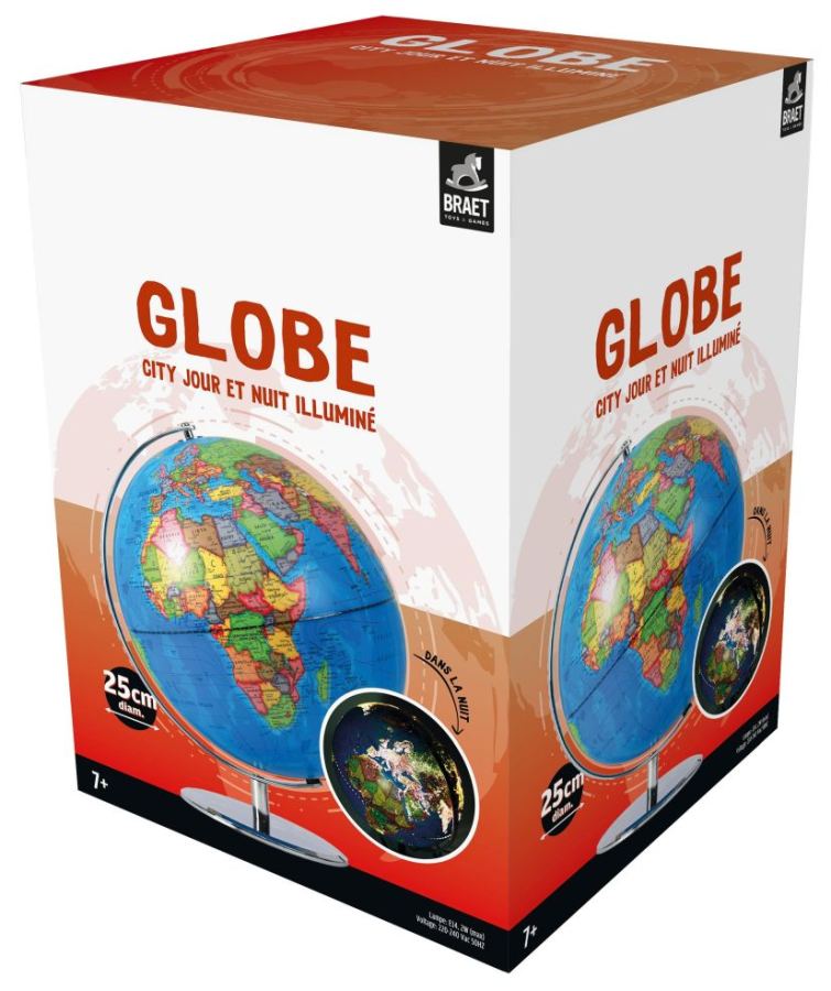 Globe illuminé Villes jour et nuit - FR - 25 cm diam