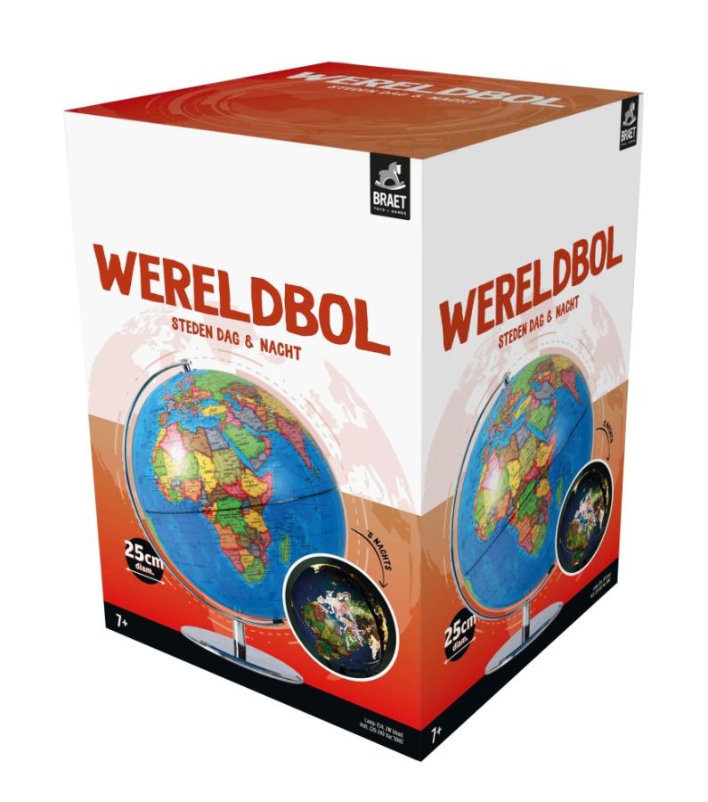 Wereldbol Steden dag en nacht diam 25cm
