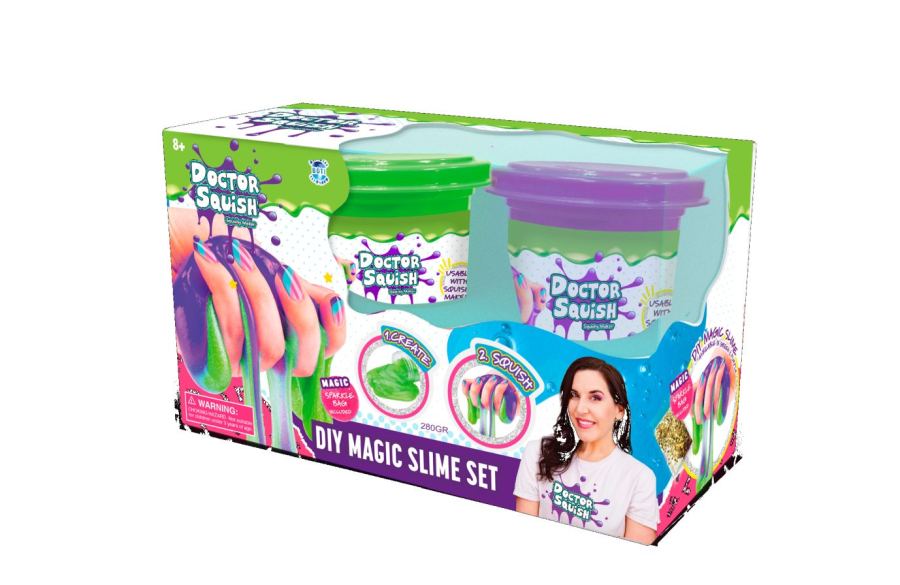 Doctor Squish - Diy Magic Slime Double Set - Green And Purple - 280 Grams